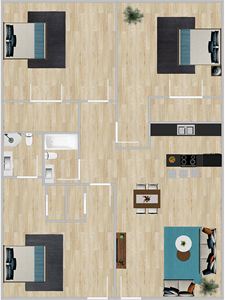 Three Bedroom / Two Bath -1280 Sq.Ft.*